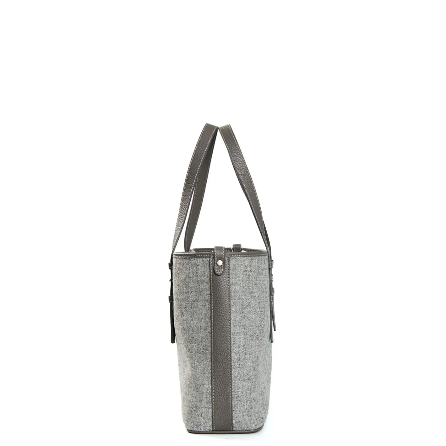 E.Marinella TOTE BAG MIDI GRIGIO CHIARO In lana e pelle Clearance
