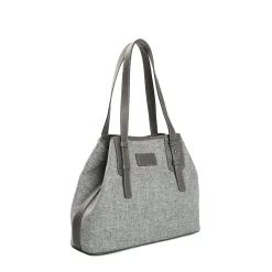 E.Marinella TOTE BAG MIDI GRIGIO CHIARO In lana e pelle Clearance