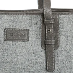 E.Marinella TOTE BAG MIDI GRIGIO CHIARO In lana e pelle Clearance