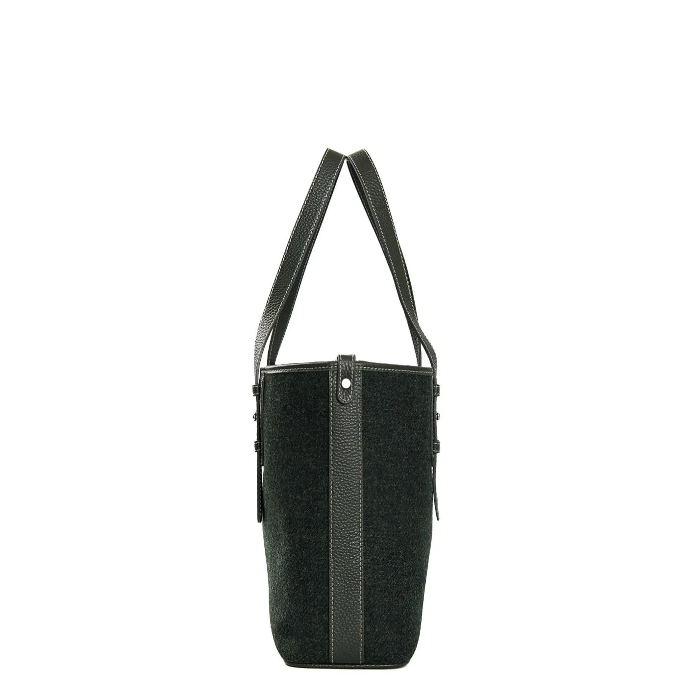 E.Marinella TOTE BAG MIDI VERDE SCURO In lana e pelle Clearance