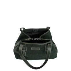 E.Marinella TOTE BAG MIDI VERDE SCURO In lana e pelle Clearance