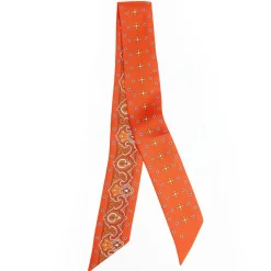 E.Marinella TWILLY IN SETA ARANCIONE Greek key floral Best