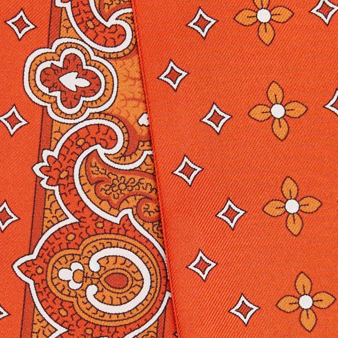 E.Marinella TWILLY IN SETA ARANCIONE Greek key floral Best