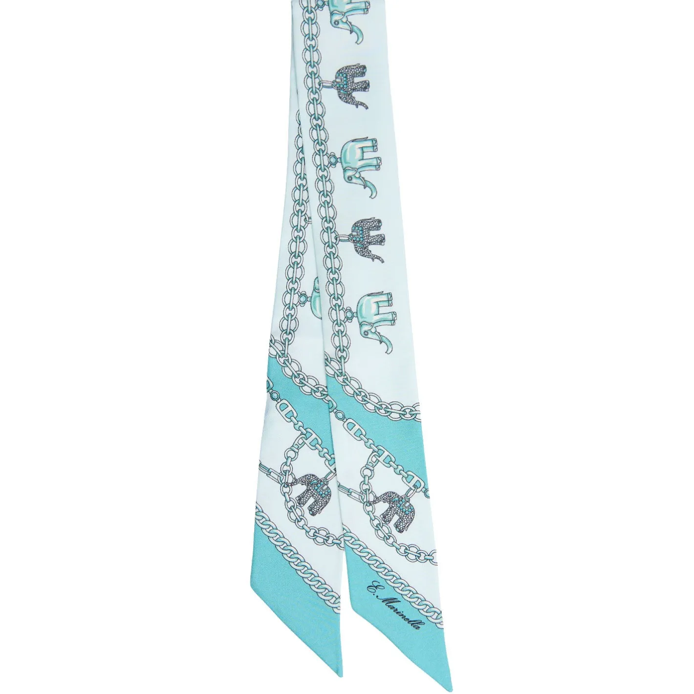 E.Marinella TWILLY IN SETA AZZURRO Lucky elephant Discount