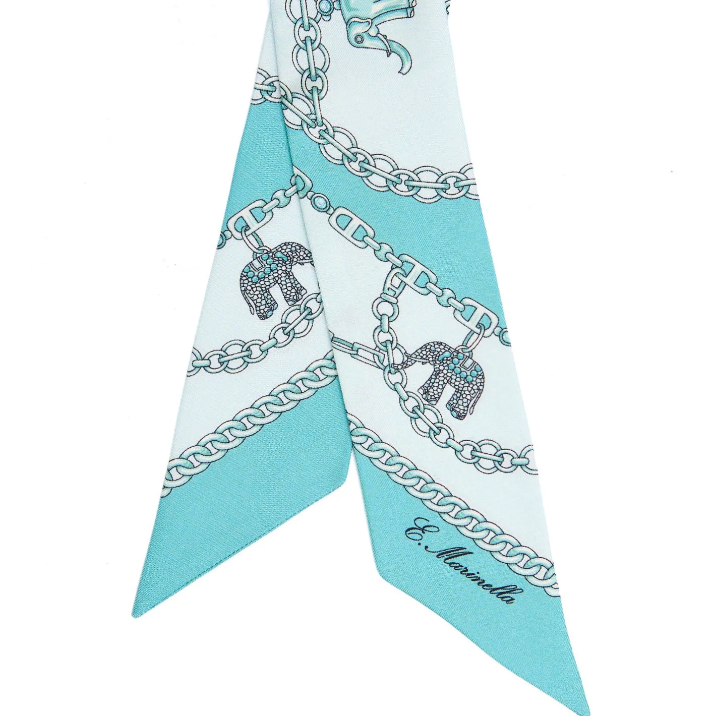 E.Marinella TWILLY IN SETA AZZURRO Lucky elephant Discount