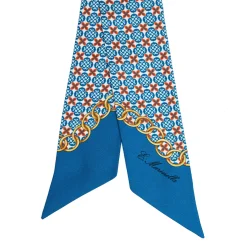 E.Marinella TWILLY IN SETA BLU MEDIO Microfantasia fiore Online