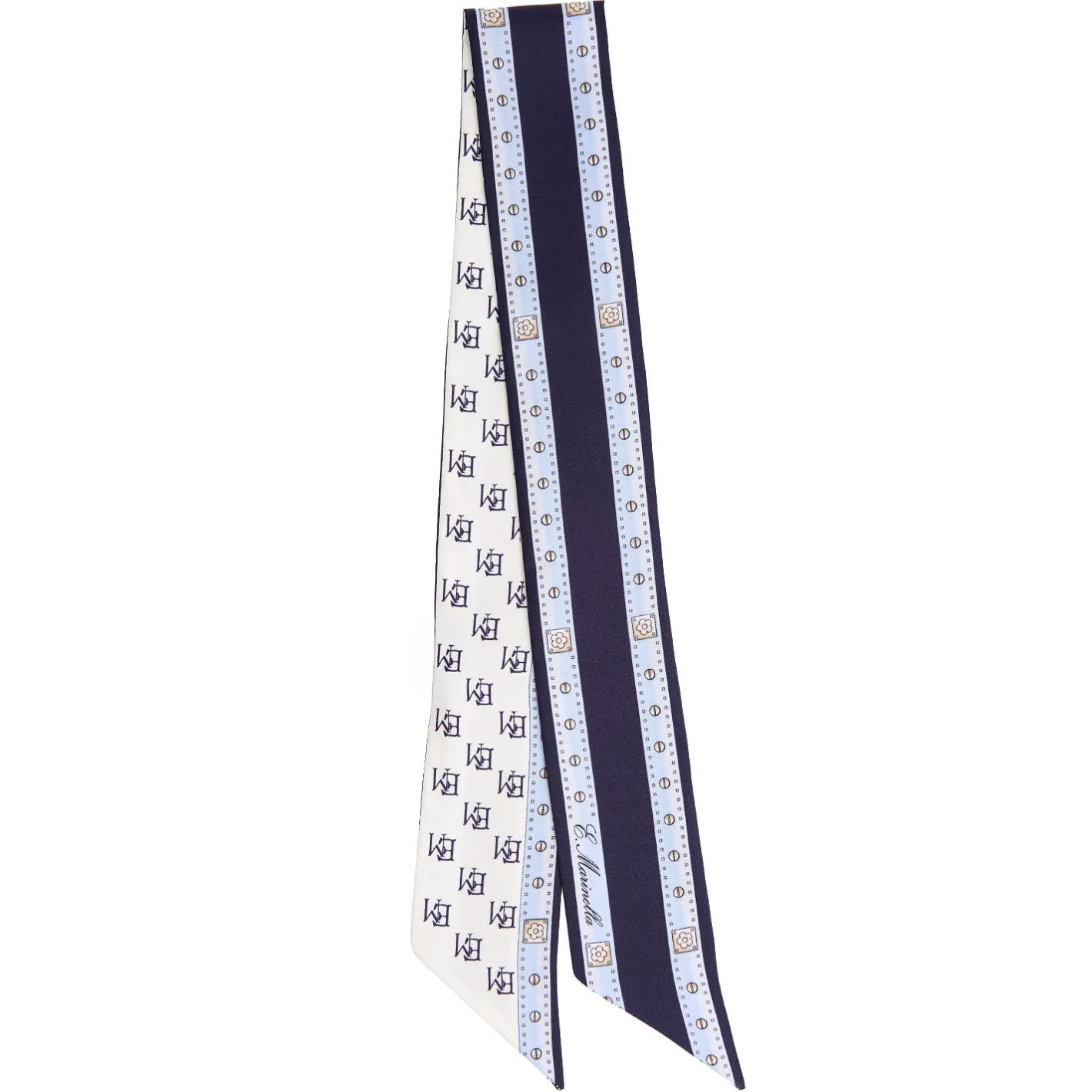 E.Marinella TWILLY IN SETA BLU SCURO Logo em Clearance