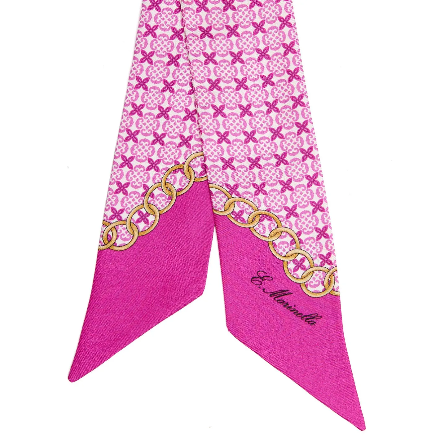 E.Marinella TWILLY IN SETA FUCSIA Microfantasia fiore Outlet