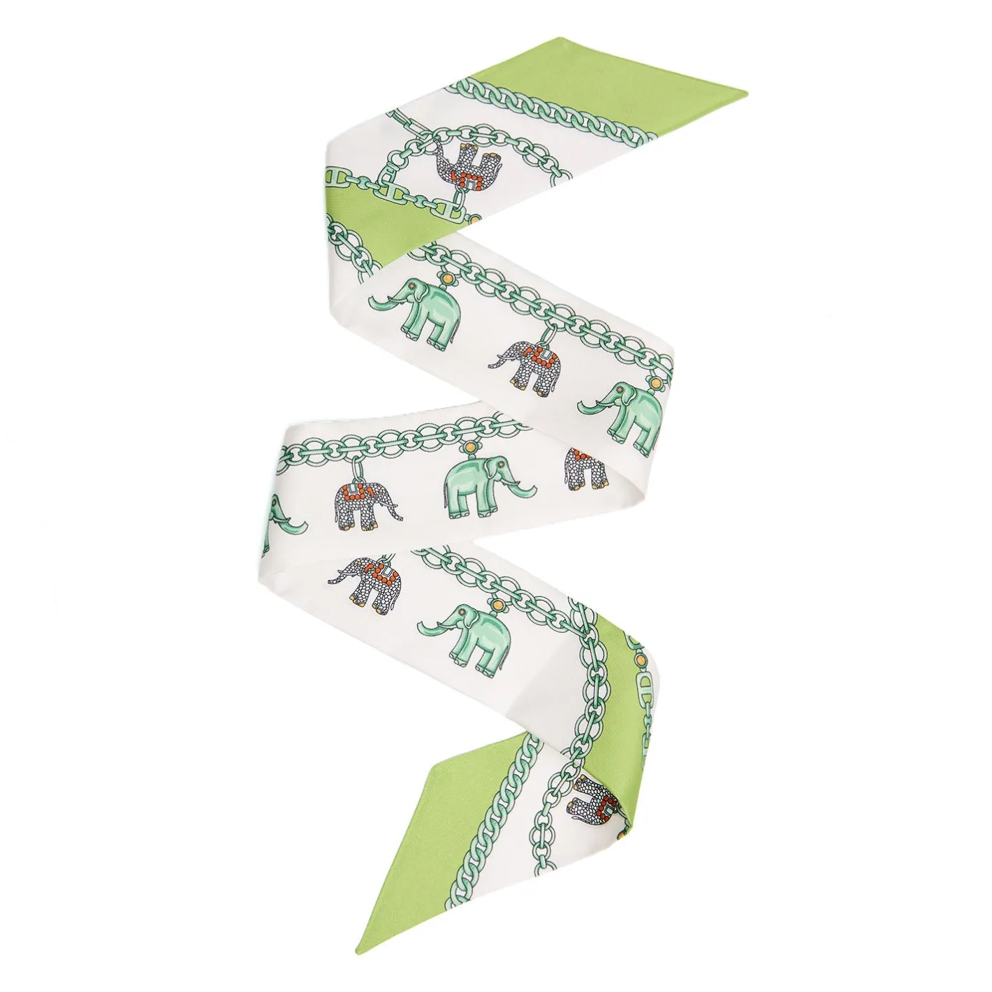 E.Marinella TWILLY IN SETA VERDE CHIARO Lucky elephant Sale